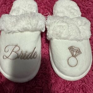 David's Bridal White Bride Slippers